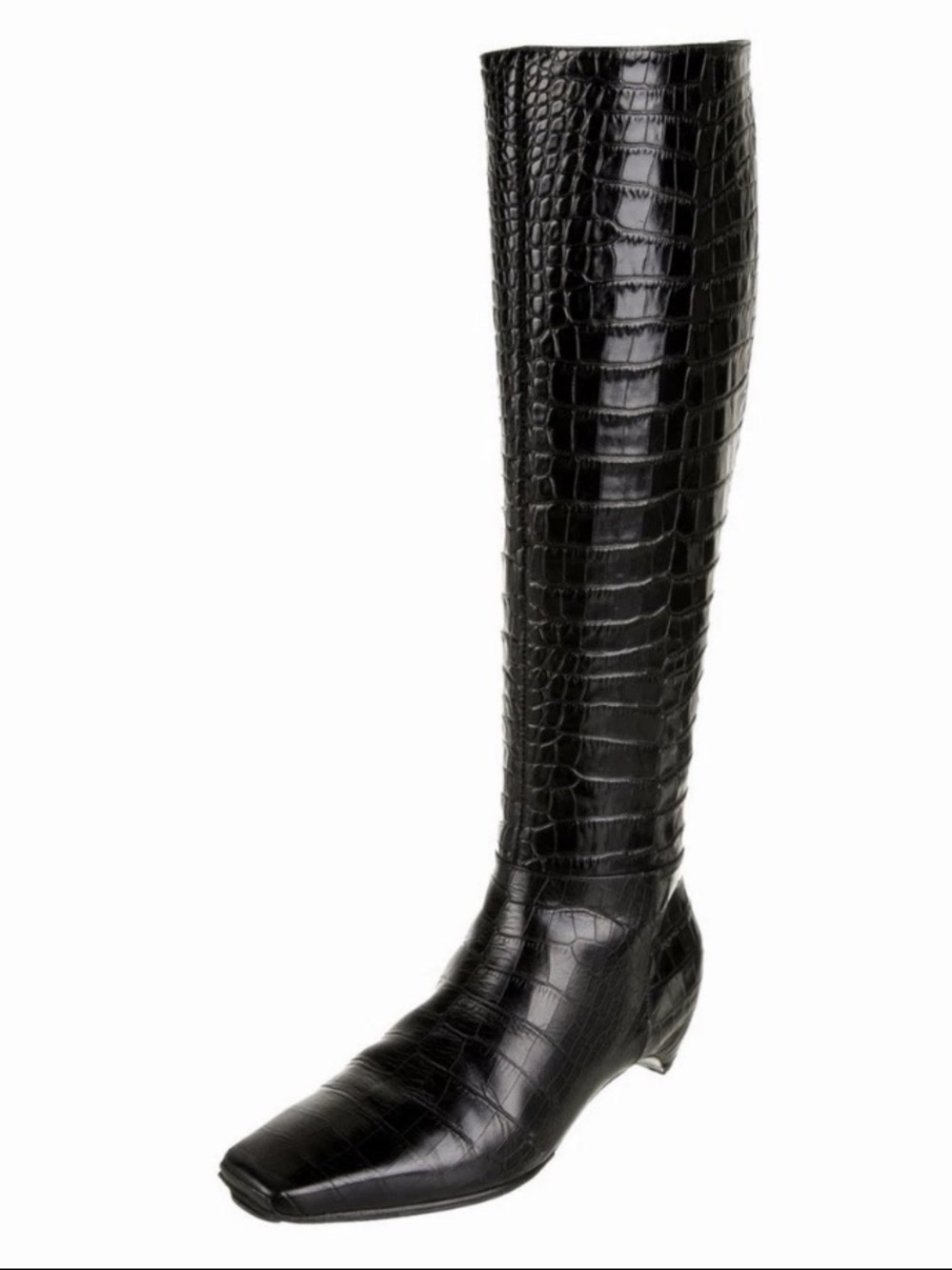 Dior Black Faux-Crocodile Knee Boot